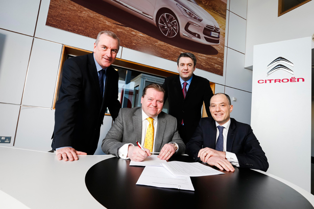 Pictured at the announcement are Fredéric Soulier, Managing Director, Neil Plunkett, Zone Manager, Kieran Courtney, Network Development & Quality Manager, CMI with John Kelly, Dealer Principal, John Kelly Motor Company.