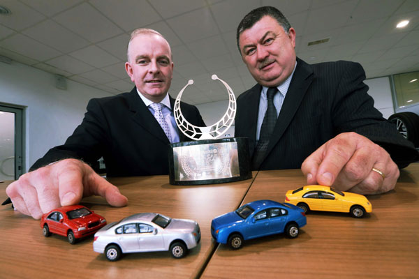 Tom Dennigan of Continental Tyres Ireland with Gerry Murphy, Chairman of the Irish Motoring Writers Association at the announcement of the field of runners for the 2014 Continental Irish Car of the Years awards.